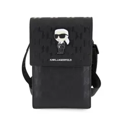 KARL LAGERFELD - Bolso para Teléfono con Correa y Ranuras para Tarjetas Negro + OBSEQUIO KARL GRATIS