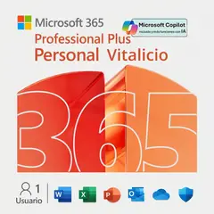 MICROSOFT - Office 365 Personal Professional Plus Vitalicio - 5 Dispositivos 100GB OneDrive