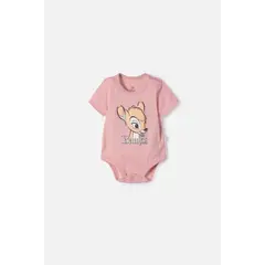 LITTLEMIC - Body de Bambi manga corta rosado para bebé niña