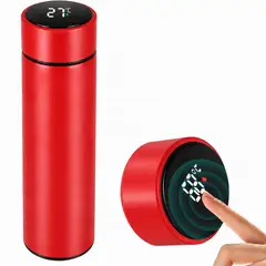 BUFFER FLASK - Botella Termo Inteligente Con Pantalla LED – Acero Inoxidable, Aislante Térmico 500 ml (Rojo)