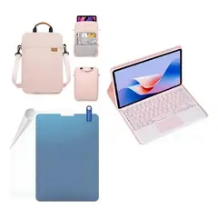 GENERICO - FORRO ESTUCHE TECLADO TRACK PAD PARA TABLET LENOVO IDEA TAB 11 + BOLSO + PAPER LIKE ROSA