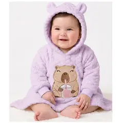 BABY KDS - Ruana Térmica para Bebé con Capucha y Diseño Bordado – Suave y Abrigadora (6 a 18 meses)