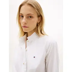 TOMMY HILFIGER - Camisa blanca poplin de manga larga con cuello de volantes