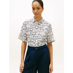 TOMMY HILFIGER - Camisa blanca de manga corta con corte amplio