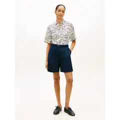 TOMMY HILFIGER - Camisa blanca de manga corta con corte amplio