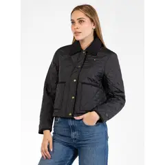 TOMMY HILFIGER - Chaqueta negra acolchada quilted con logo bordado