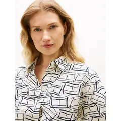 TOMMY HILFIGER - Camisa blanca de lino puro de corte amplio