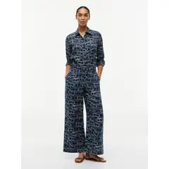 TOMMY HILFIGER - Pantalón azul amplio de pierna ancha