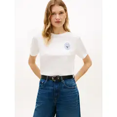 TOMMY HILFIGER - Camiseta blanca de corte regular con logo gráfico en el pecho