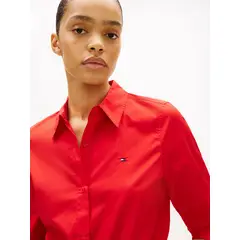 TOMMY HILFIGER - Camisa roja a rayas de corte regular