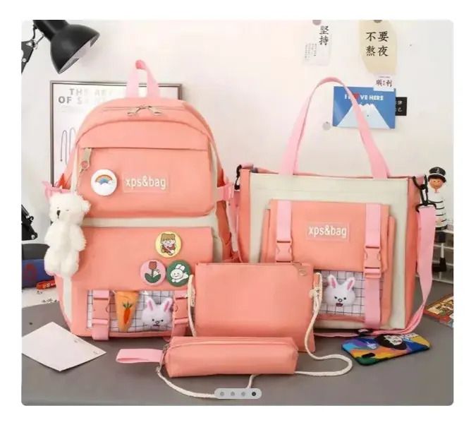 Imagen de Maleta Mochila Morral Bolso Estuche Escolar Viajero 5 Piezas negro