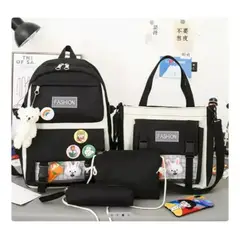 CHINA - Maleta Mochila Morral Bolso Estuche Escolar Viajero 5 Piezas negro