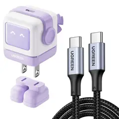 UGREEN - Kit Cargador Carga Rápida Robot 30W + Cable de Carga y Datos 100W 5A 2 Metros