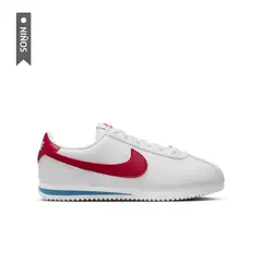NIKE - Tenis Cortez Bg Niño-Blanco/Rojo