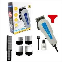 GENERICO - Máquina Peluquera Cortadora Cabello Barba Profesional Kit 9 Piezas Alta Precisión Eléctrica