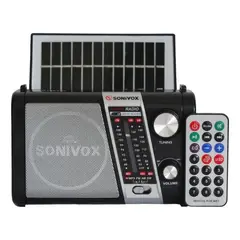 GENERICO - Radio Linterna Recargable Portátil Con Panel Solar Control Remoto Am Fm Sw Bluetooth Usb Mp3 Antena