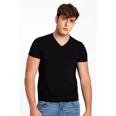 DIANE & GEORDI - Camiseta cuello V (3987) - Negro