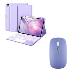 GENERICO - FORRO ESTUCHE TECLADO TRACK PAD PARA IPAD AIR 11 CHIP M2 2024 + MOUSE LILA