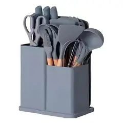 CHINA - Juego Utensilios Cocina De Silicona 19 Piezas gris