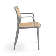 DISTRIONLINE - Silla Solea En Polipropileno Cuadrada Color Gris Con Brazos