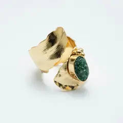 ENIGMA - Anillo Noria Dorado Con Piedra Natural
