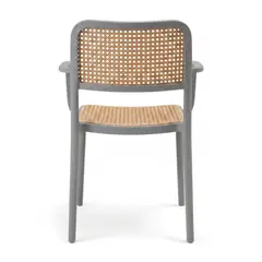 DISTRIONLINE - Set X4 Sillas Solea En Polipropileno Cuadrada Color Gris Con Brazos