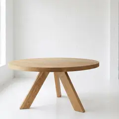 GENERICO - Mesa de Comedor Redondo Diámetro 100cm Roble Macizo