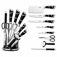 HOME - Set De Cuchillos Profesionales 9 Piezas En Acero Soporte Negro