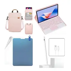 GENERICO - ESTUCHE TECLADO TRACK PAD PARA TABLET SAMSUNG S10S9S8S7 + BOLSO + PAPER LIKE + LAPIZ ROSA