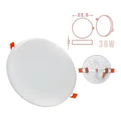 MERCURY - Panel led Redondo Incrustar Frameless 36W Blanco