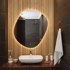 GENERICO - Espejo Decorativo Acrab 90X80Cm Con Luz Led Cálida Profesional Encendido Touch Dimerizable
