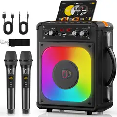 GENERICO - Karaoke con 2 Micros Inalámbricos Bluetooth Fiestas TWS/USB