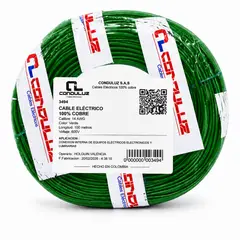 GENERICO - Rollo Cable Vehicular Flexible Monopolar Verde Calibre 22 X100mt