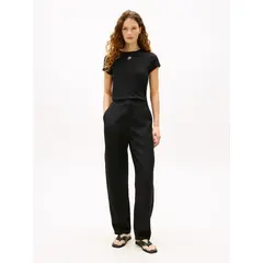 TOMMY HILFIGER - Camiseta negra de punto con logo texturizado