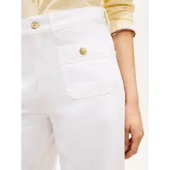 TOMMY HILFIGER - Pantalón blanco denim de talle alto con pierna ancha