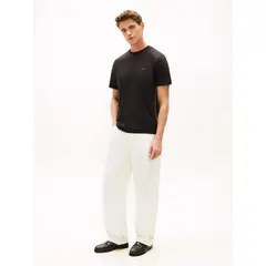 TOMMY HILFIGER - Camiseta negra de punto con rayas global stripe