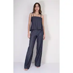 ZOCCA - Set Chambray Top Pliegues + Pantalón