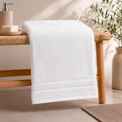 LILE - Toalla de Cuerpo Blanca en Algodón 640g Doble Línea 78x160cm Casa LILÉ