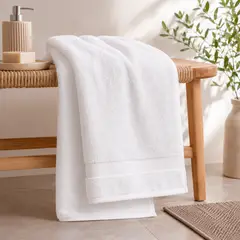 LILE - Toalla de Cuerpo Blanca en Algodón 640g ZigZag 70x140cm Casa LILÉ