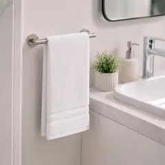 LILE - Set X2 Toalla de Manos Blanco 100% Algodón 550g Diseño Doble Línea 53x96 Casa LILÉ