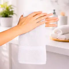 LILE - Set X2 Toalla de Manos Blanco 100% Algodón 550g Diseño ZigZag 44x80 Casa LILÉ