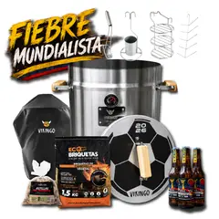 VIKINGO BARRILES - Combo Mundialista Barril Asador Mediano Vikingo 28 Libras Acero inoxidable
