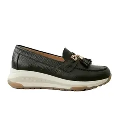 EVEGONZ - Mocasin para Mujer Calzado de Cuero Azul