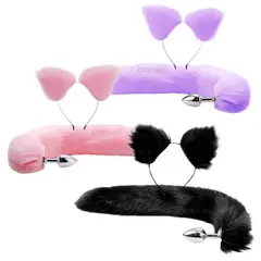 GENERICO - Kit Orejas Zorro Plug Estimulador Anal En Acero Juguete Sexual