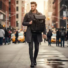 BOLSOS Y ACCESORIOS MB - Bolso En Cuero Para Hombre Multi compartimientos Color Negro