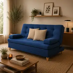 DECOLUM - SofáCama Tous 3 Posiciones con Brazos Tela Lino + cojines Beige