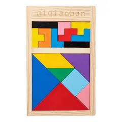 GENERICO - Puzzle Didáctico Madera Tetris Y Tangram Figuras Geometricas Puzzle