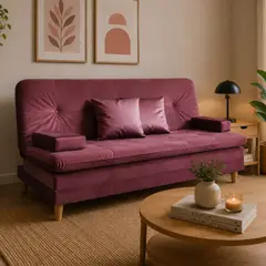 DECOLUM - SofáCama Tous 3 Posiciones Tercio pelo + Cojines Rosa