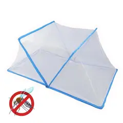 GENERICO - Toldillo Mosquitero Azul Plegable Cama Doble 190cm x 160cm x 80cm