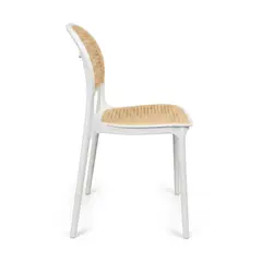 DISTRIONLINE - Set X2 Sillas Viena Tipo Mimbre Color Blanco